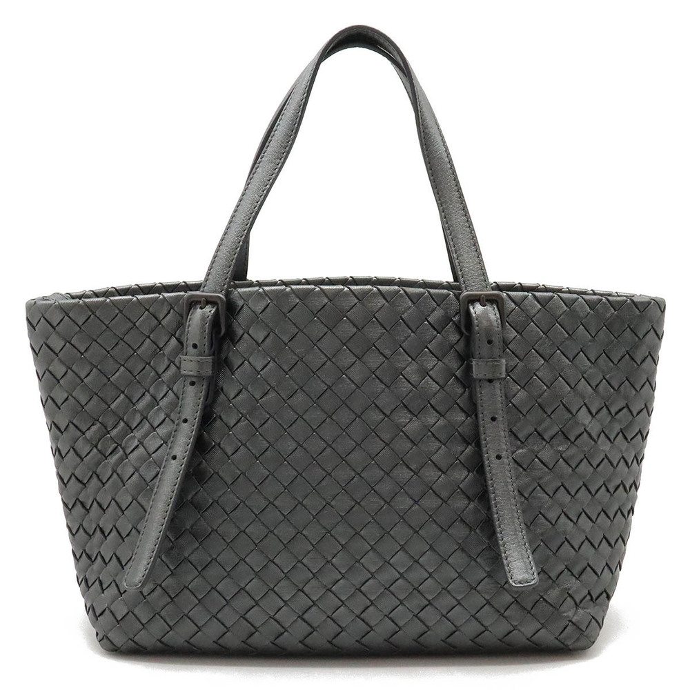 BOTTEGA VENETA Intrecciato Tote Bag Handbag Leather Metallic Gray